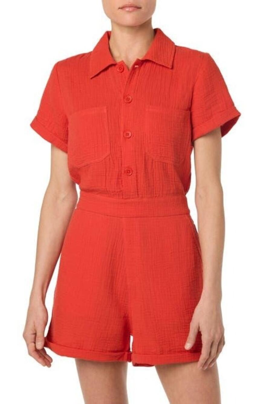 Joe's Jeans Cotton Gauze Romper Utility Coastal Summer Vacation Casual Preppy S